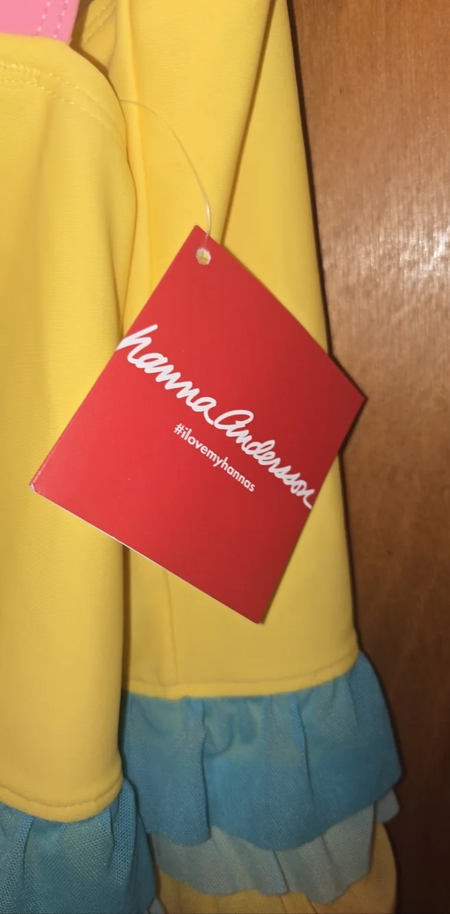 NWT Hanna Andersson Yellow Girls' One-Piece Swimsuit with Rainbow Ruffles